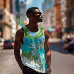 Afro Haiti Cotes des Arcadins Men Tank Top Ayiti Map With Royal Palm Plumeria - African Pride