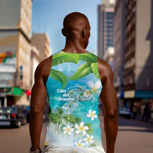 Afro Haiti Cotes des Arcadins Men Tank Top Ayiti Map With Royal Palm Plumeria - African Pride
