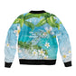 Afro Haiti Cotes des Arcadins Sleeve Zip Bomber Jacket Ayiti Map With Royal Palm Plumeria - African Pride