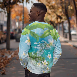Afro Haiti Cotes des Arcadins Sweatshirt Ayiti Map With Royal Palm Plumeria - African Pride
