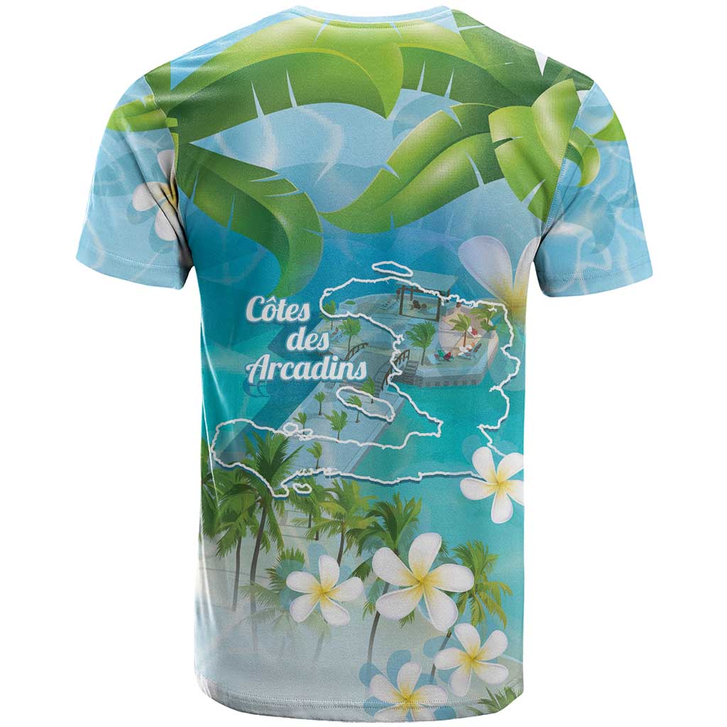 Afro Haiti Cotes des Arcadins T shirt Ayiti Map With Royal Palm Plumeria - African Pride