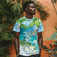 Afro Haiti Cotes des Arcadins T shirt Ayiti Map With Royal Palm Plumeria - African Pride