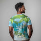 Afro Haiti Cotes des Arcadins T shirt Ayiti Map With Royal Palm Plumeria - African Pride