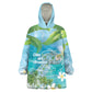 Afro Haiti Cotes des Arcadins Wearable Blanket Hoodie Ayiti Map With Royal Palm Plumeria - African Pride