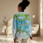 Afro Haiti Cotes des Arcadins Women Casual Shirt Ayiti Map With Royal Palm Plumeria - African Pride