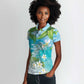 Afro Haiti Cotes des Arcadins Women Polo Shirt Ayiti Map With Royal Palm Plumeria - African Pride