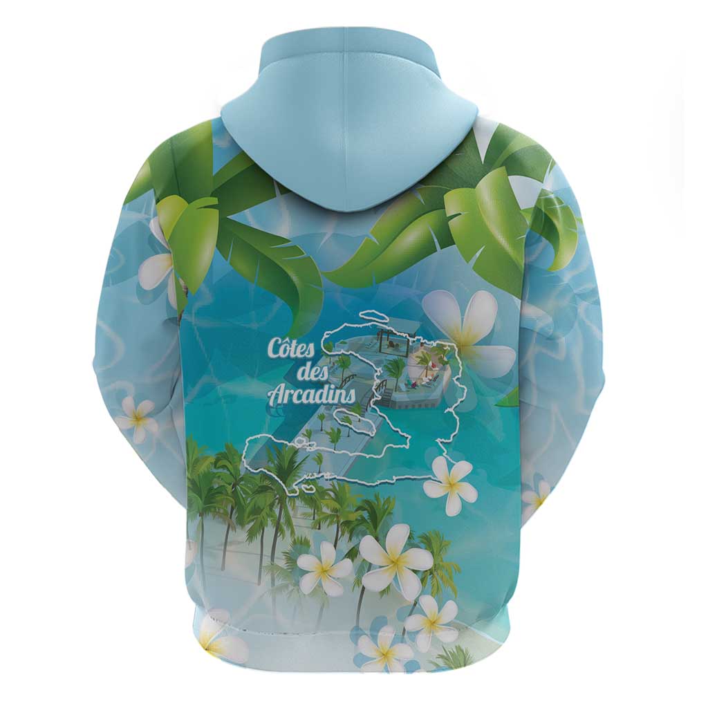 Afro Haiti Cotes des Arcadins Zip Hoodie Ayiti Map With Royal Palm Plumeria - African Pride