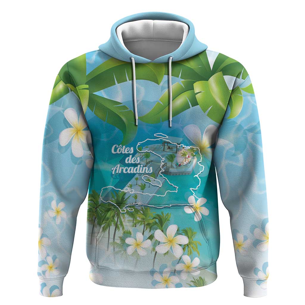 Afro Haiti Cotes des Arcadins Zip Hoodie Ayiti Map With Royal Palm Plumeria - African Pride