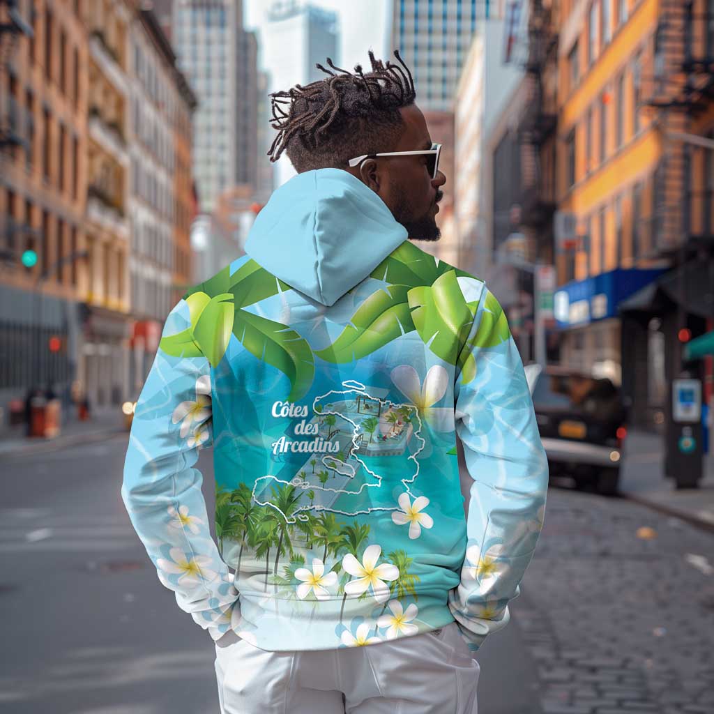 Afro Haiti Cotes des Arcadins Zip Hoodie Ayiti Map With Royal Palm Plumeria - African Pride