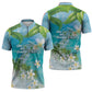 Afro Haiti Cotes des Arcadins Zipper Polo Shirt Ayiti Map With Royal Palm Plumeria - African Pride