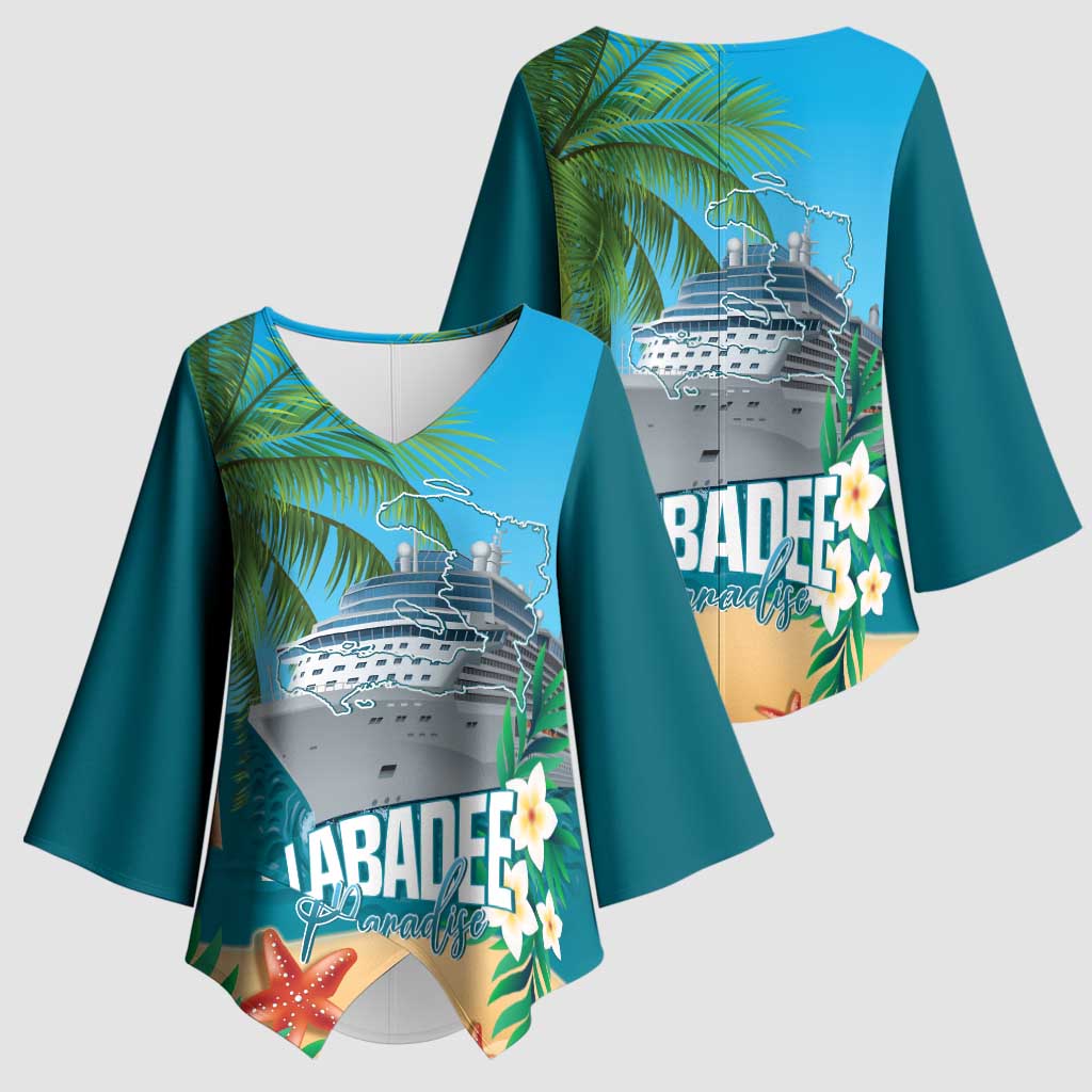 Afro Haiti Labadee Peninsula Kimono Sleeve Blouse Caribbean Cruise Tropical Vibes - African Pride
