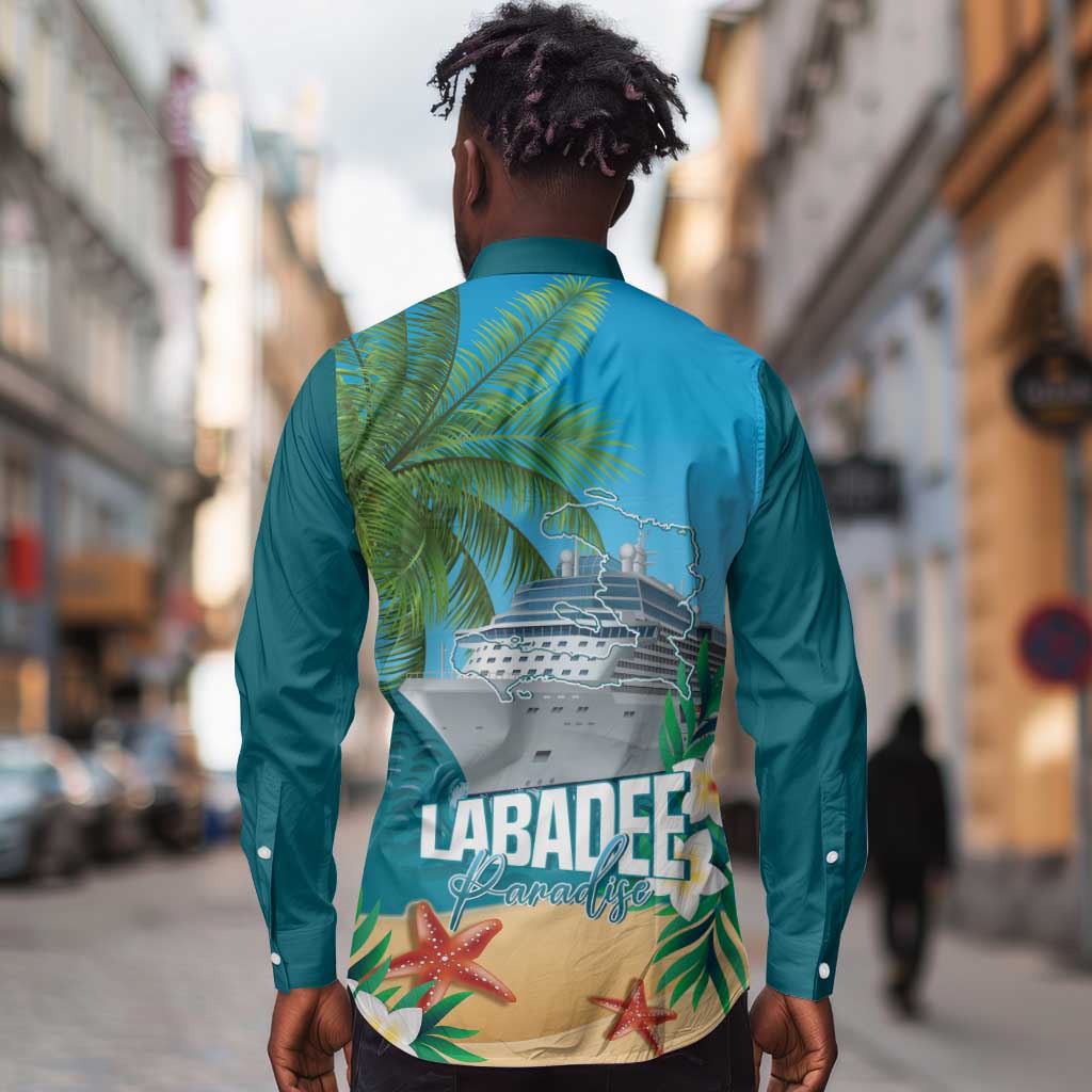 Afro Haiti Labadee Peninsula Long Sleeve Button Shirt Caribbean Cruise Tropical Vibes - African Pride