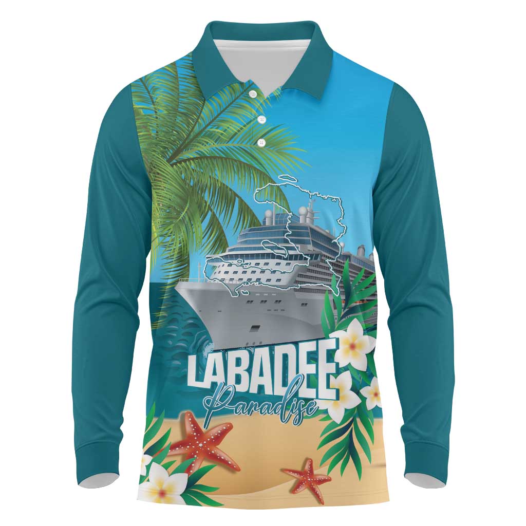 Afro Haiti Labadee Peninsula Long Sleeve Polo Shirt Caribbean Cruise Tropical Vibes - African Pride