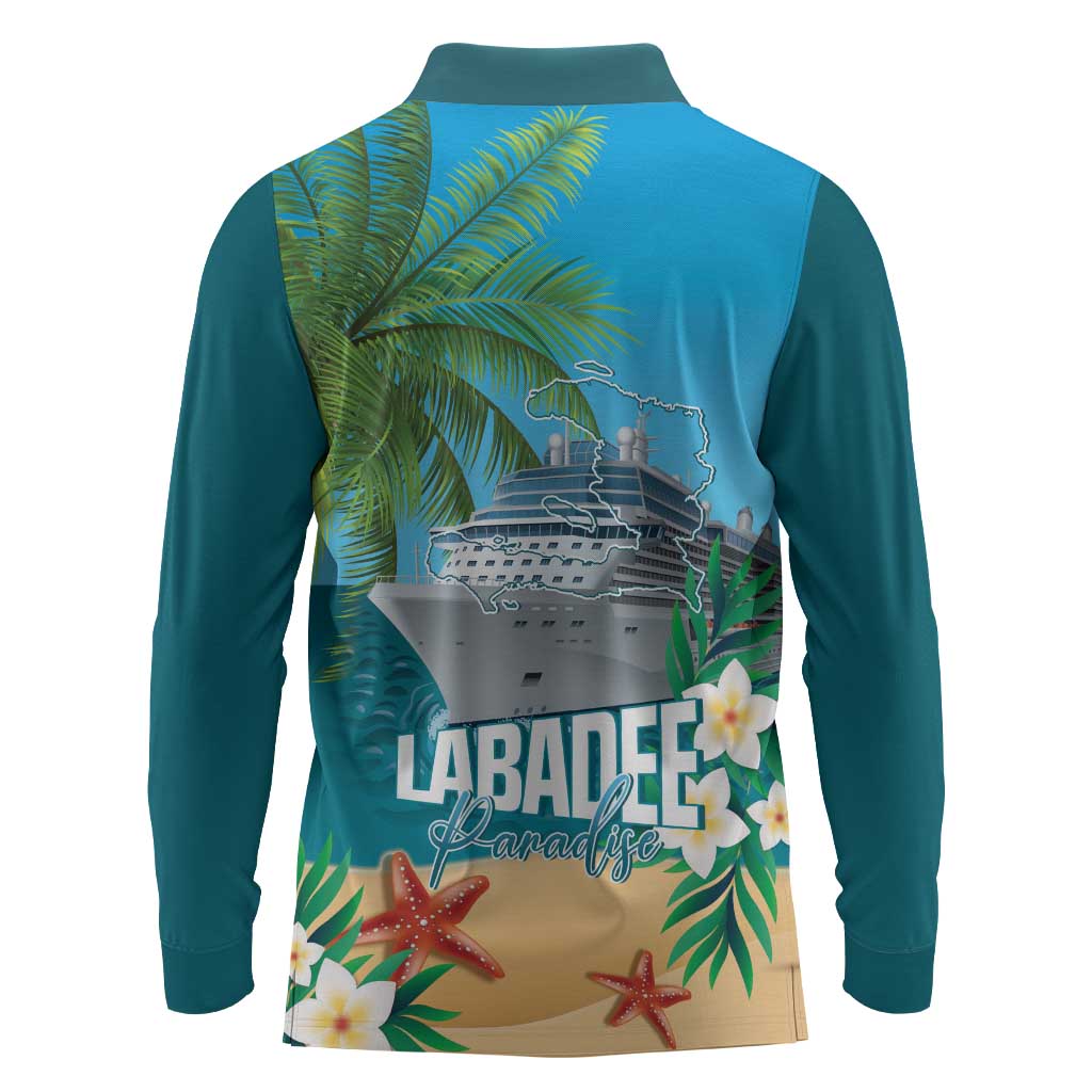 Afro Haiti Labadee Peninsula Long Sleeve Polo Shirt Caribbean Cruise Tropical Vibes - African Pride