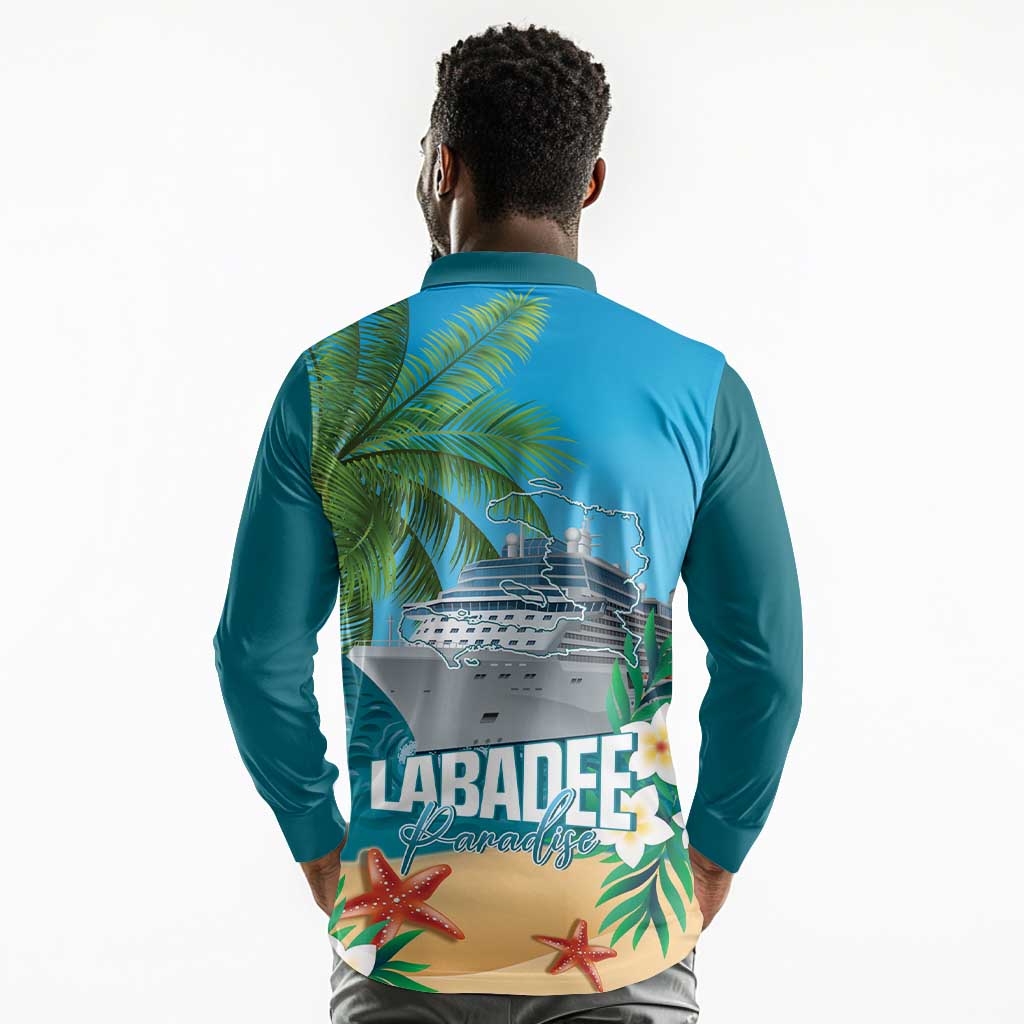 Afro Haiti Labadee Peninsula Long Sleeve Polo Shirt Caribbean Cruise Tropical Vibes - African Pride