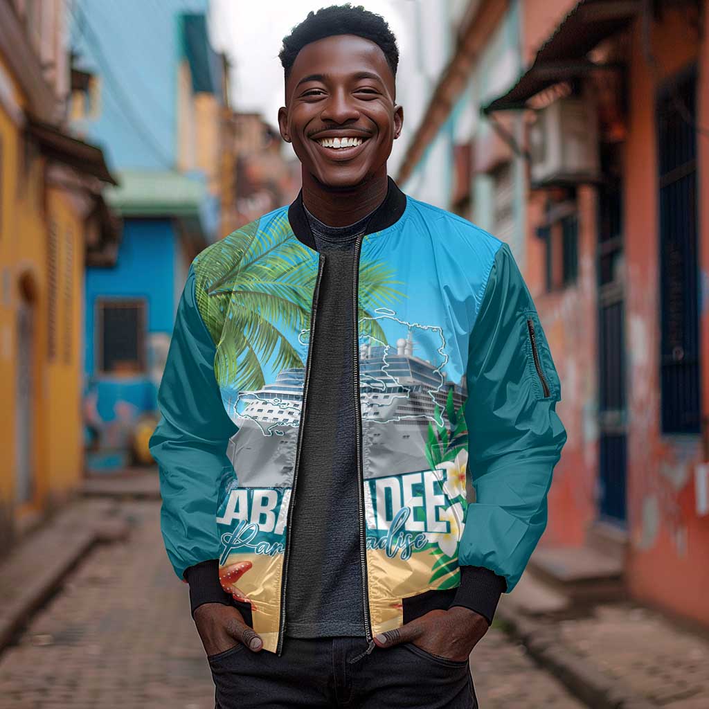 Afro Haiti Labadee Peninsula Sleeve Zip Bomber Jacket Caribbean Cruise Tropical Vibes - African Pride