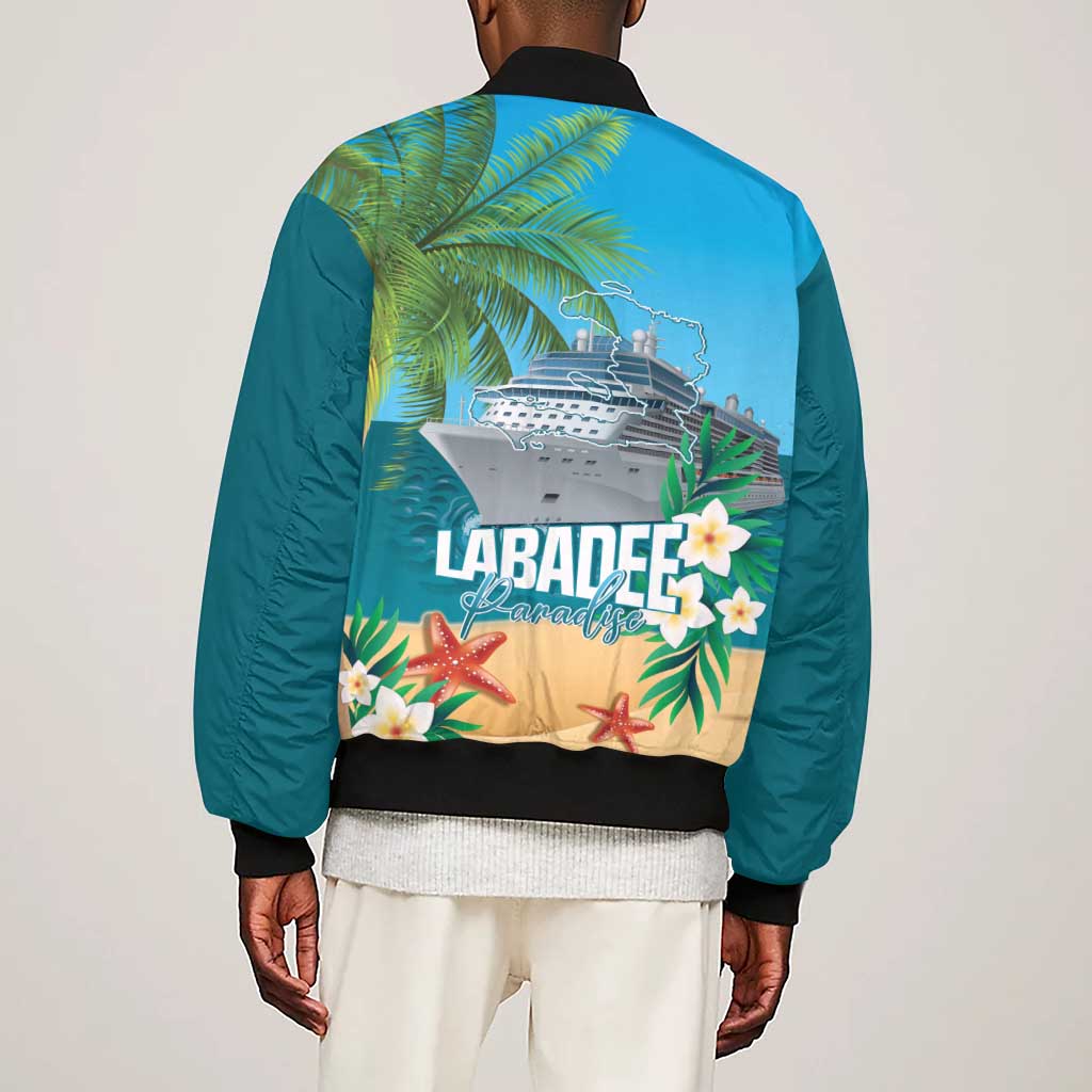 Afro Haiti Labadee Peninsula Sleeve Zip Bomber Jacket Caribbean Cruise Tropical Vibes - African Pride