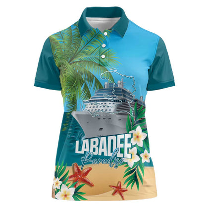 Afro Haiti Labadee Peninsula Women Polo Shirt Caribbean Cruise Tropical Vibes - African Pride