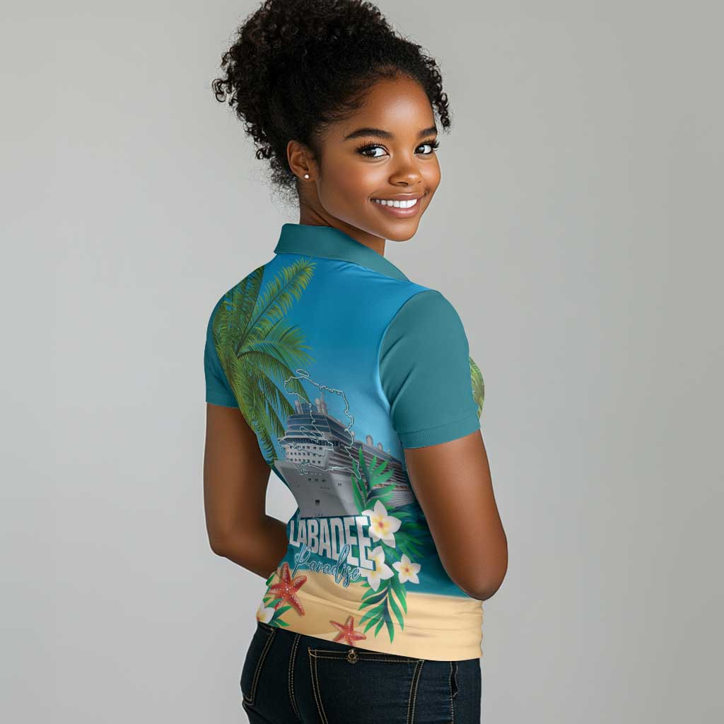 Afro Haiti Labadee Peninsula Women Polo Shirt Caribbean Cruise Tropical Vibes - African Pride