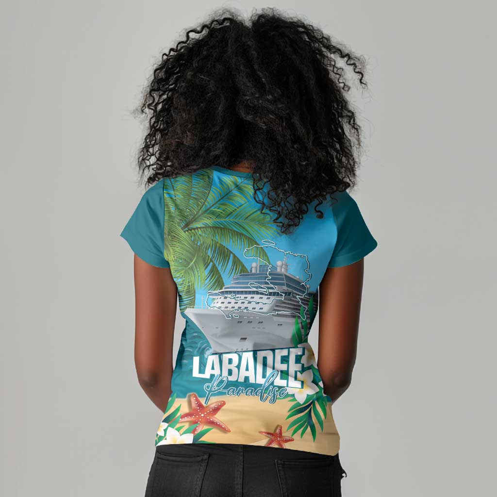 Afro Haiti Labadee Peninsula Women V-Neck T-Shirt Caribbean Cruise Tropical Vibes - African Pride