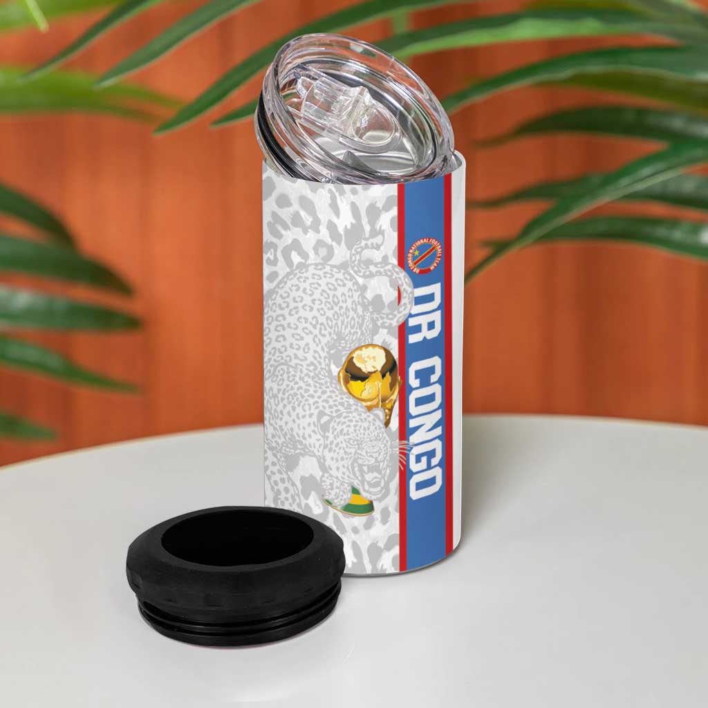 DR Congo Football Custom 4 in 1 Can Cooler Tumbler Come On Leopards White Color