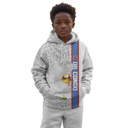DR Congo Football Custom Kid Hoodie Come On Leopards White Color