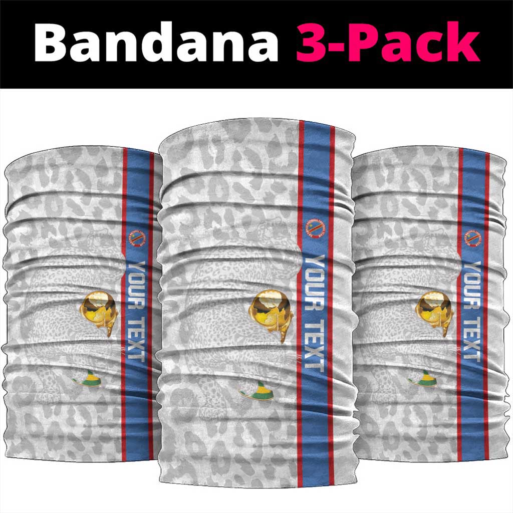 DR Congo Football Custom Neck Gaiter Come On Leopards White Color