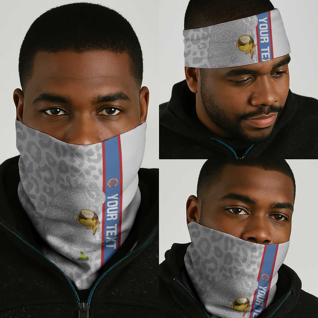 DR Congo Football Custom Neck Gaiter Come On Leopards White Color