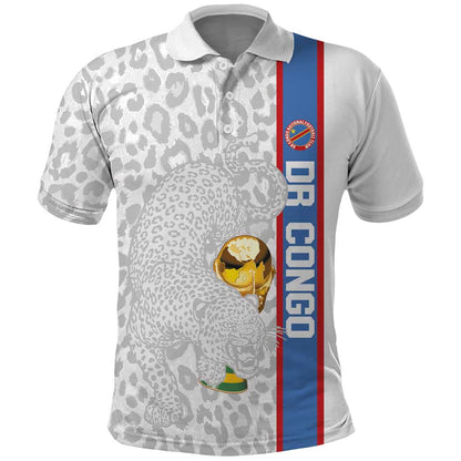 DR Congo Football Custom Polo Shirt Come On Leopards White Color