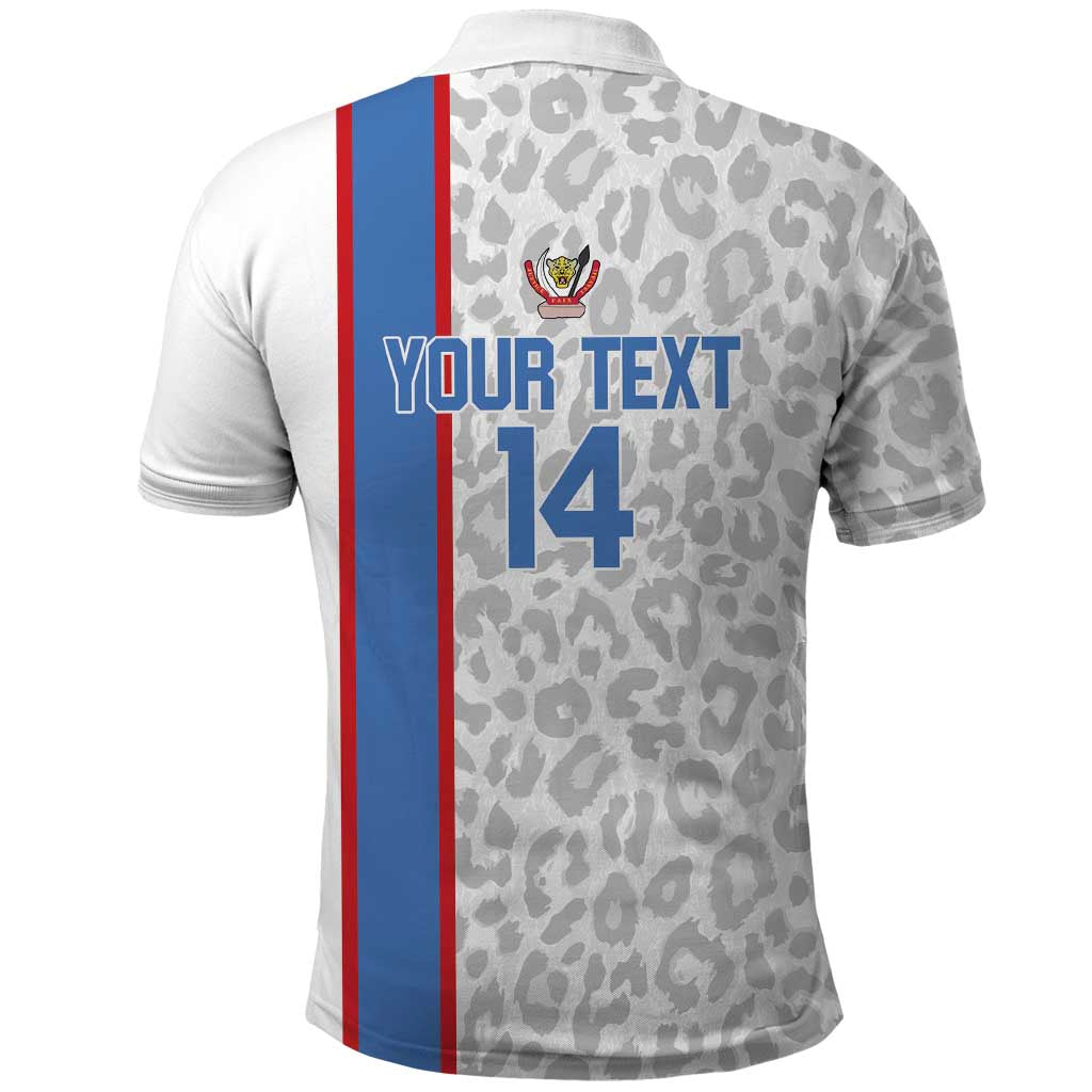 DR Congo Football Custom Polo Shirt Come On Leopards White Color