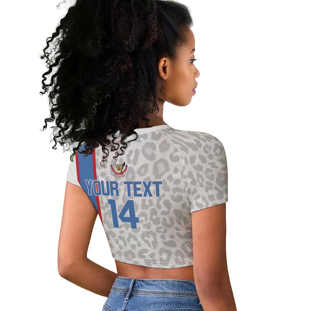 DR Congo Football Custom Raglan Cropped T shirt Come On Leopards White Color