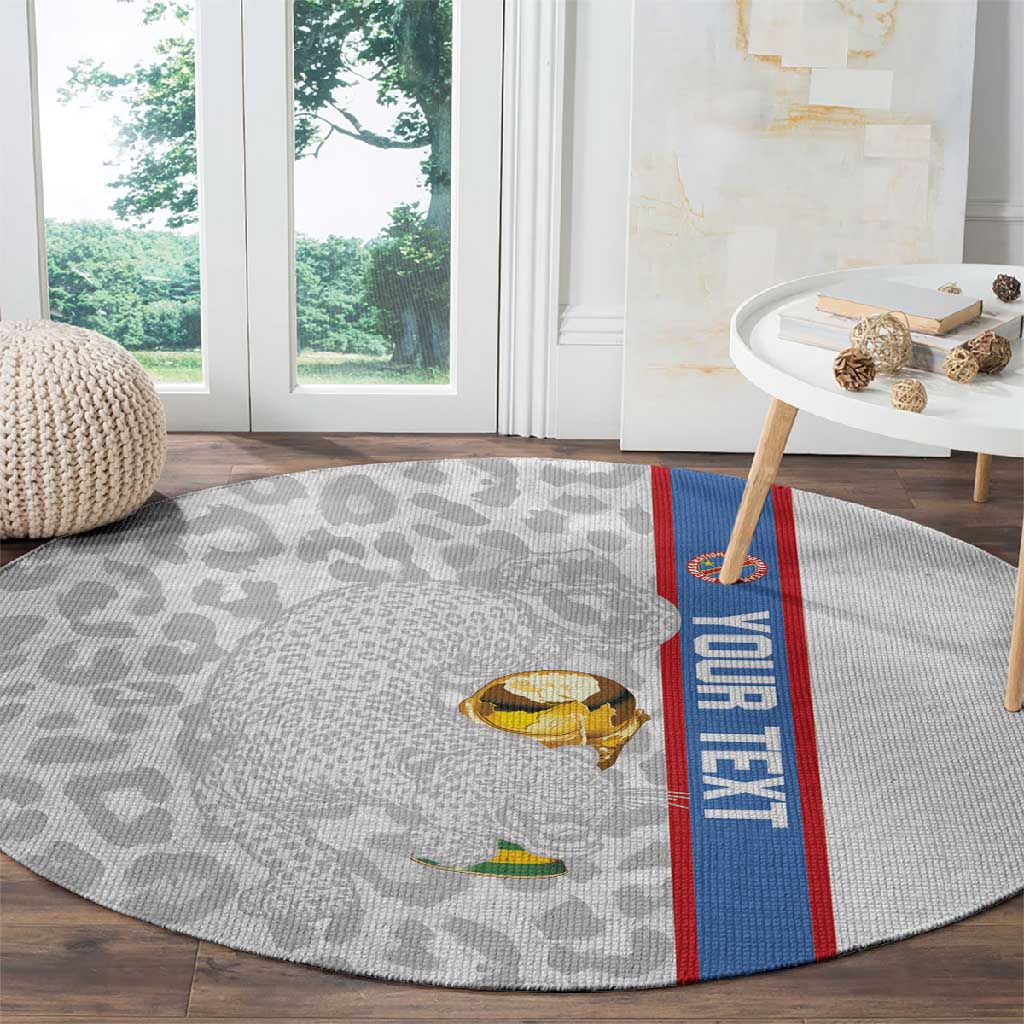 DR Congo Football Custom Round Carpet Come On Leopards White Color