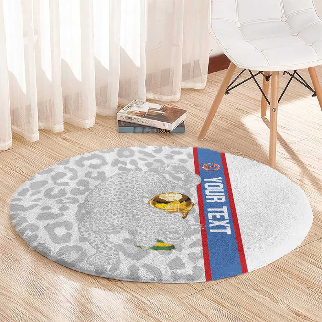 DR Congo Football Custom Round Carpet Come On Leopards White Color