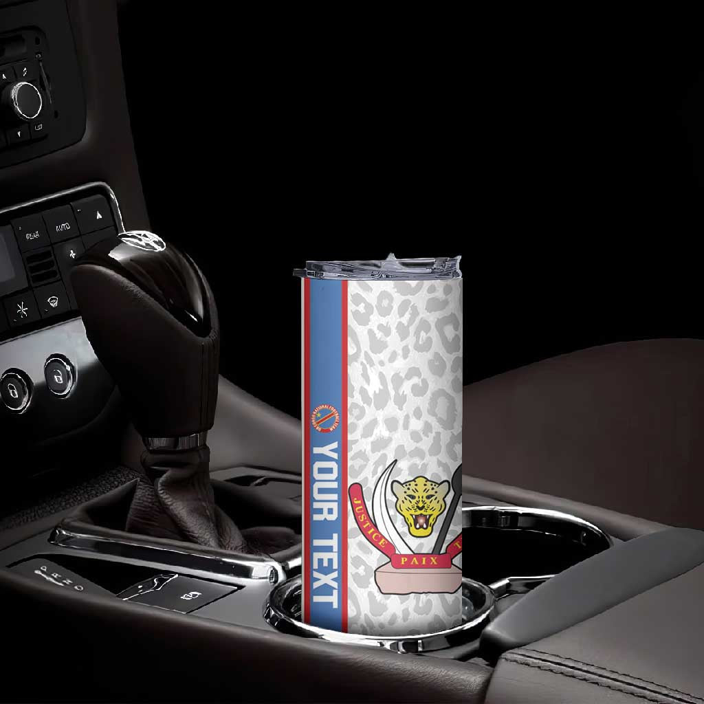 DR Congo Football Custom Skinny Tumbler Come On Leopards White Color