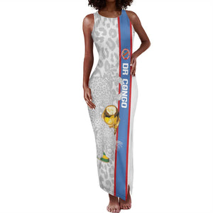 DR Congo Football Custom Tank Maxi Dress Come On Leopards White Color