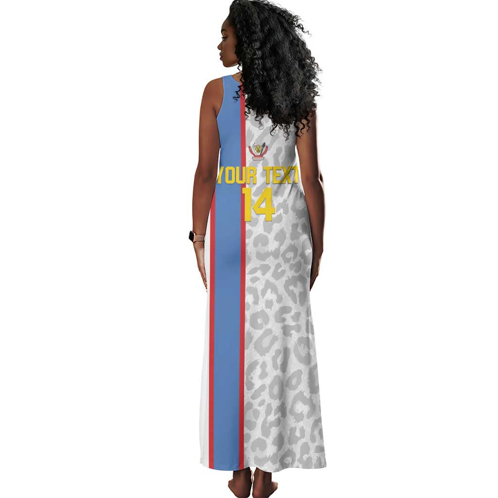 DR Congo Football Custom Tank Maxi Dress Come On Leopards White Color