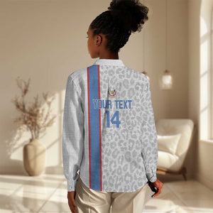 DR Congo Football Custom Women Casual Shirt Come On Leopards White Color