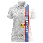 DR Congo Football Custom Women Polo Shirt Come On Leopards White Color