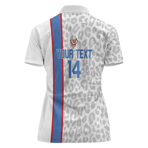 DR Congo Football Custom Women Polo Shirt Come On Leopards White Color
