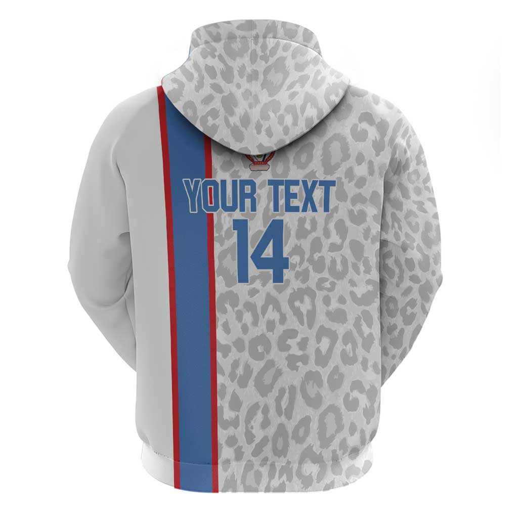 DR Congo Football Custom Zip Hoodie Come On Leopards White Color