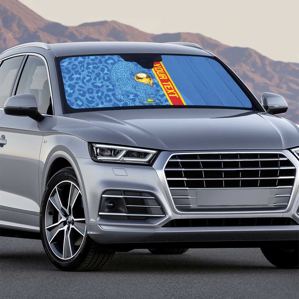 DR Congo Football Custom Auto Sun Shade Come On Leopards Blue Color