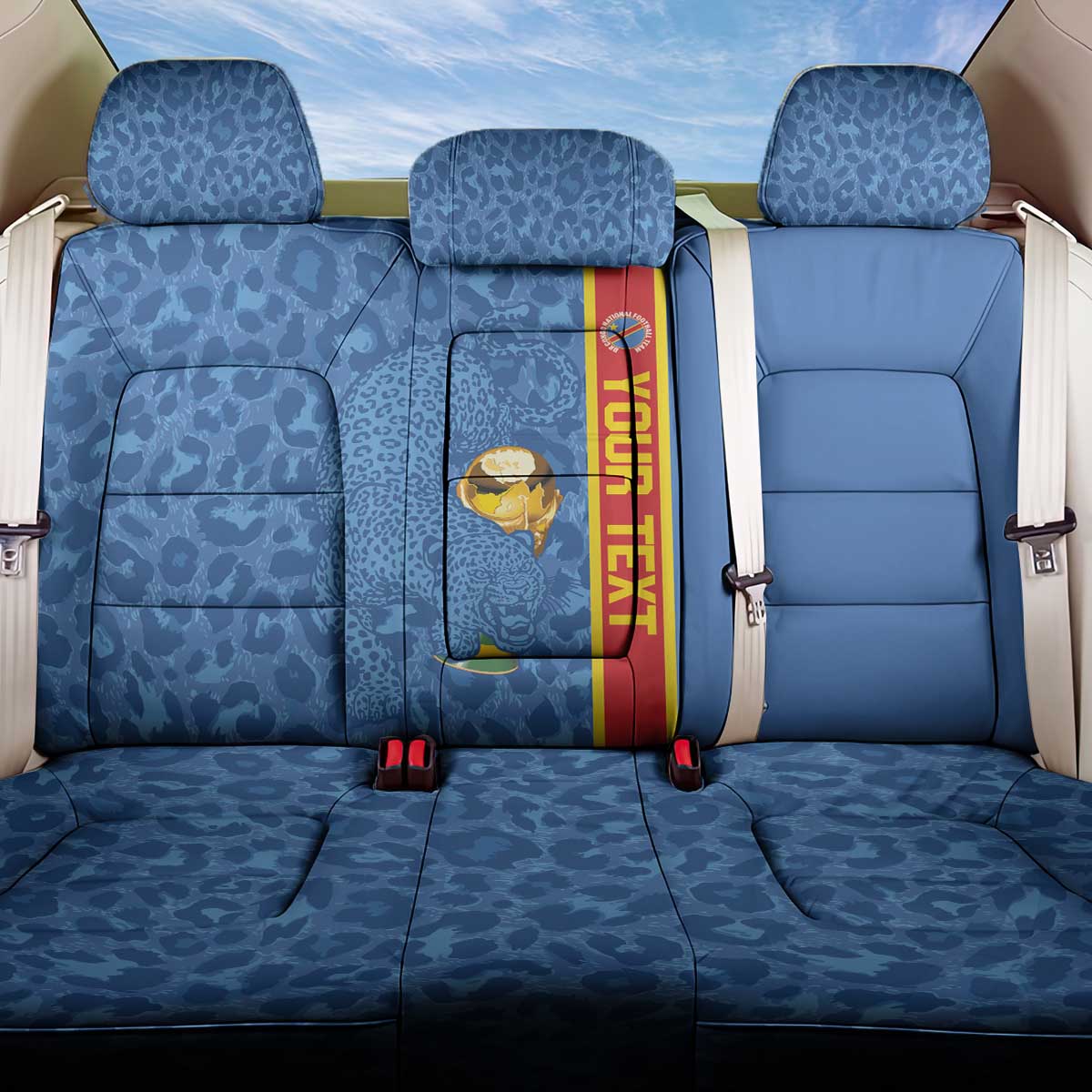 DR Congo Football Custom Back Car Seat Cover Come On Leopards Blue Color
