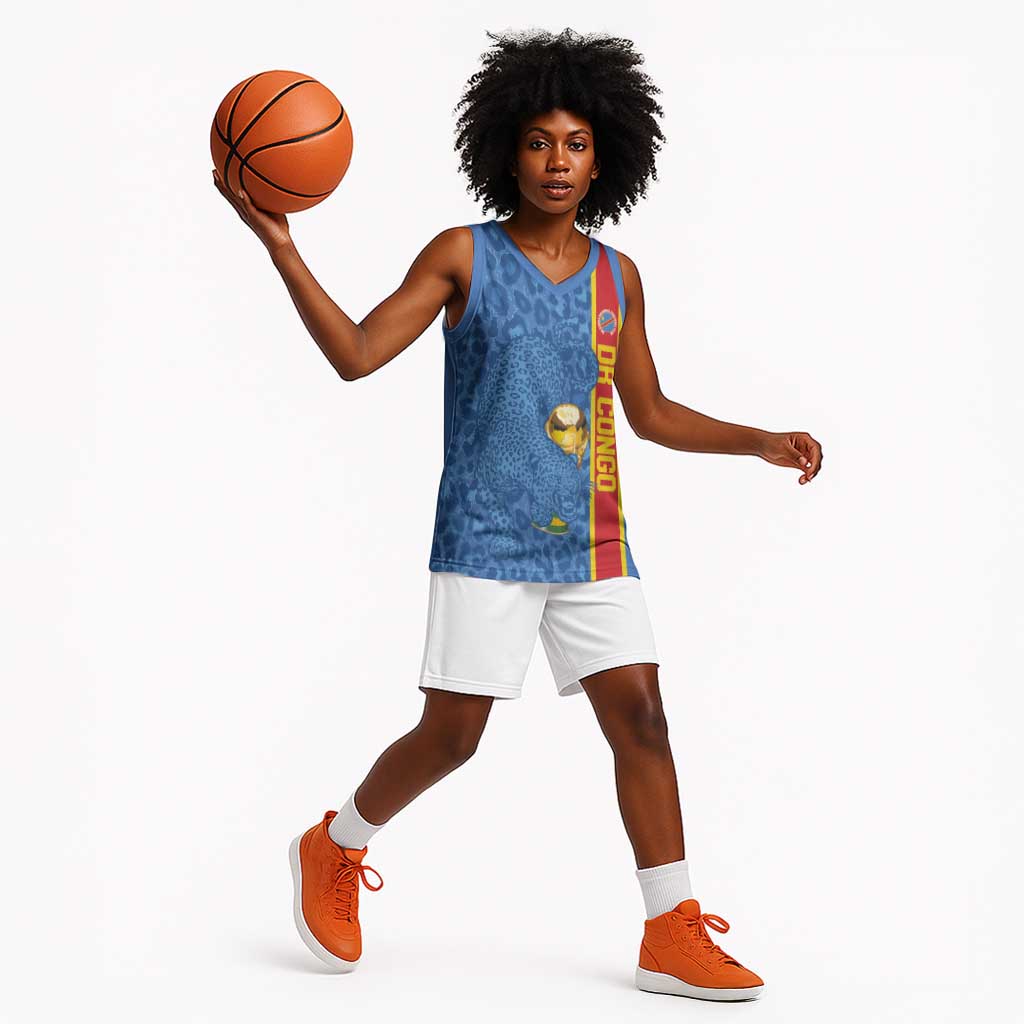 DR Congo Football Custom Basketball Jersey Come On Leopards Blue Color