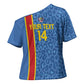 DR Congo Football Custom Cross Shoulder Shirt Come On Leopards Blue Color