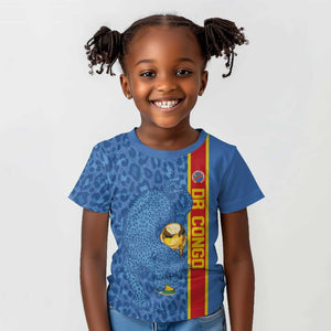 DR Congo Football Custom Kid T shirt Come On Leopards Blue Color