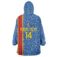 DR Congo Football Custom Kid Wearable Blanket Hoodie Come On Leopards Blue Color