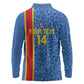 DR Congo Football Custom Long Sleeve Polo Shirt Come On Leopards Blue Color