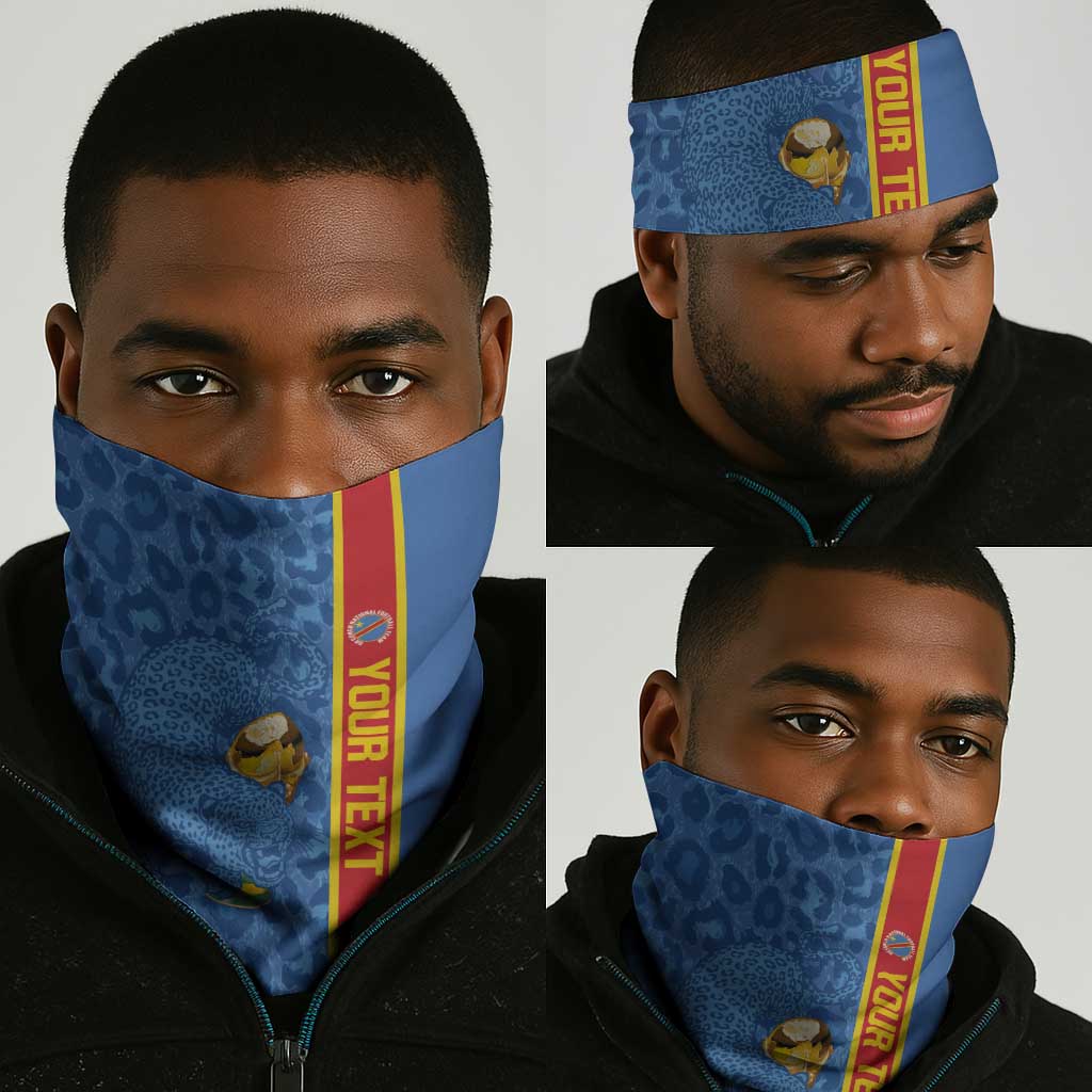 DR Congo Football Custom Neck Gaiter Come On Leopards Blue Color