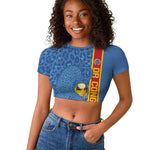 DR Congo Football Custom Raglan Cropped T shirt Come On Leopards Blue Color