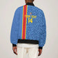DR Congo Football Custom Sleeve Zip Bomber Jacket Come On Leopards Blue Color